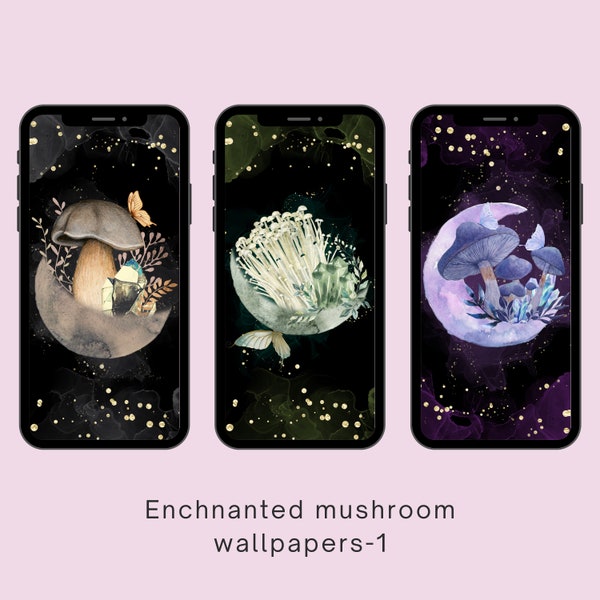 Mystical Mushroom phone wallpaper digital download, witchy fairy-core grunge cottagecore mushroom aesthetic iPhone wallpaper background