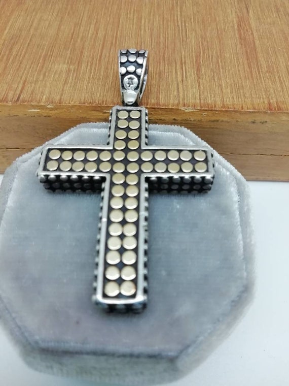 18K Gold And Sterling Silver Dot John Hardy Cross… - image 1