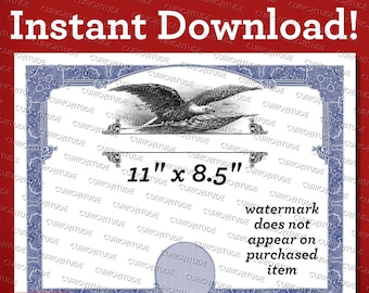 10 Blank Stock Certificates Engraved Cotton Content