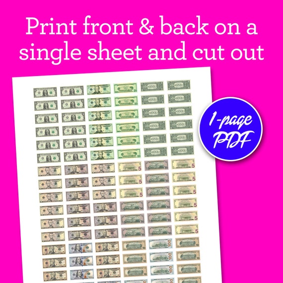 barbie doll 1 6 miniature scale play money printable etsy