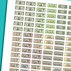 barbie doll 16 miniature scale play money printable etsy