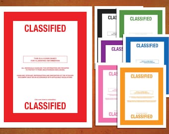 CLASSIFIED top secret document cover sheets multiple colors PDF instant download printable print