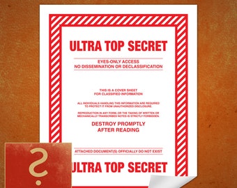 Ultra Top Secret classified document cover sheets printable PDF instant download downloadable printable print