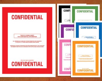 CONFIDENTIAL top secret classified document cover sheets multiple colors PDF instant download printable print