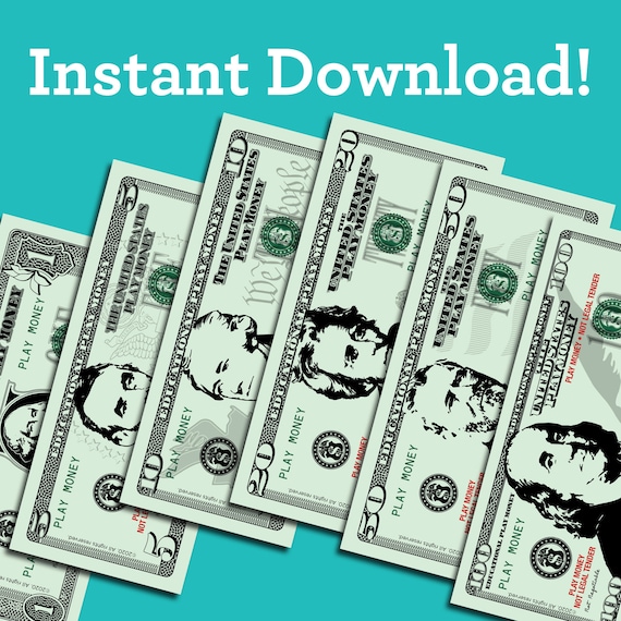 educational play money pdf instant download print yourself etsy