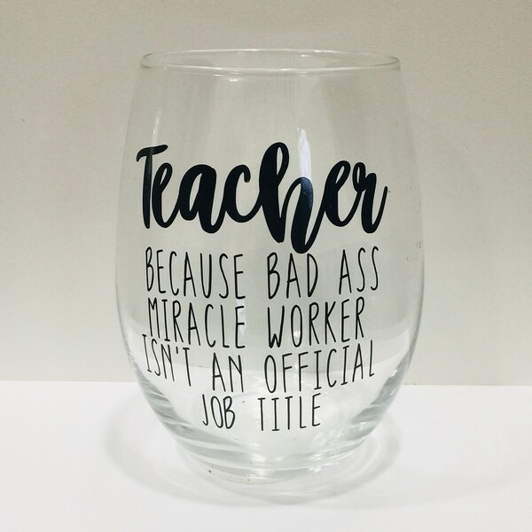 Teacher Wine Glass Etsy