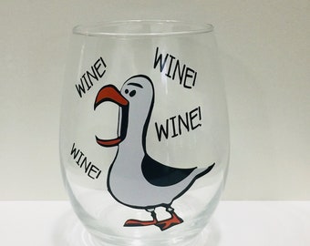 DISNEY INSPIRED; Finding NEMO Wine Glass; Funny disney gift; disney mugs