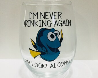 DISNEY inspired wine glass; Disney gift; Finding Nemo