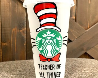 TEACHER Starbucks cold cup tumbler; teacher gift