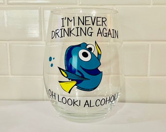 LARGE custom Disney wine glass; finding Nemo; Disney gift