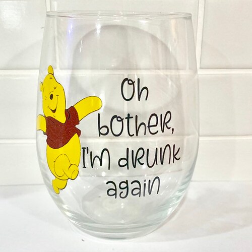 LARGE 21 ounce Disney inspired wine glass; Winnie the Pooh; Disney gift