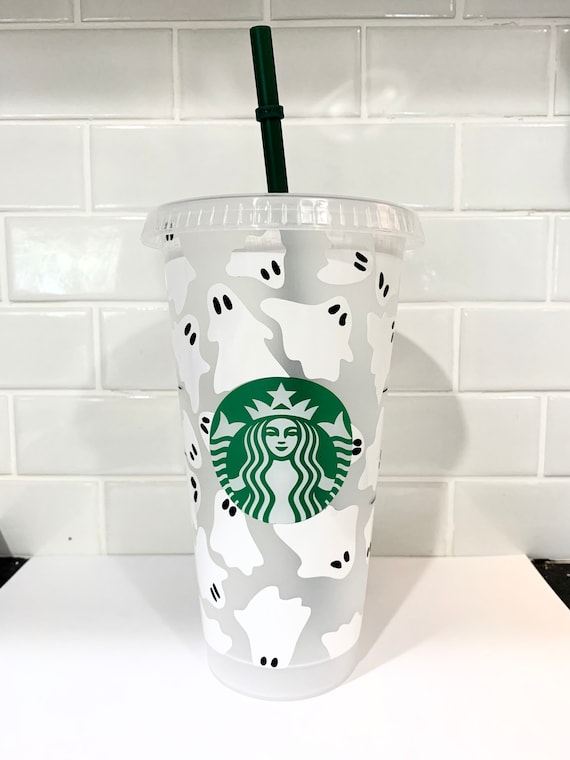 Ghost Halloween Custom Starbucks Tumbler Reusable Cup Straw and Lid  Included 