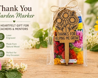 Teacher Appreciation Gift, Thank You for Helping Me Grow, Seed Packet Gift, Garden Marker Gift, End of Year Teacher Gift, Bulk Gifts