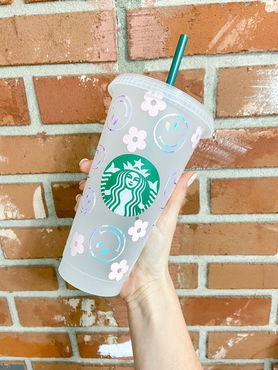 Butterfly Floral Print STARBUCKS Tumbler reusable Cold Cup Custom