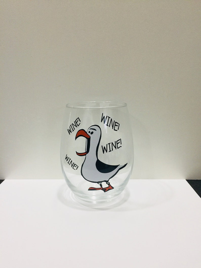 DISNEY INSPIRED Finding NEMO Wine Glass Funny disney gift image 1