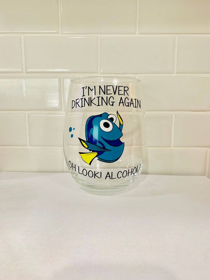 Disney Gift Finding Nemo Engraved Wine Glass Personalised With Any Name Fish