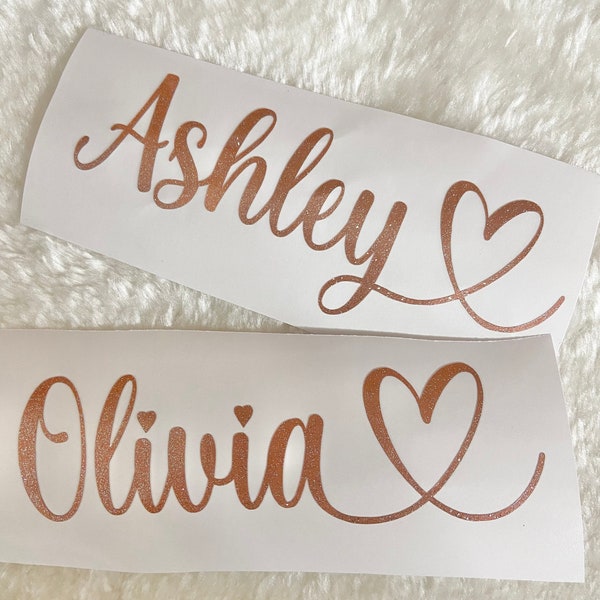 Name decal; customized name decal; water bottle decal; heart name; personalized name