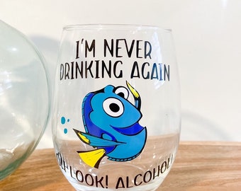 DISNEY inspired wine glass; Disney gift; Finding Nemo