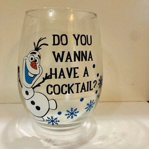 Do you wanna have a cocktail?;Disney wine glass; Disney gift; disney drinking
