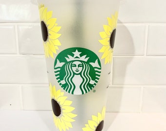 Starbucks tumbler; sunflower; custom made