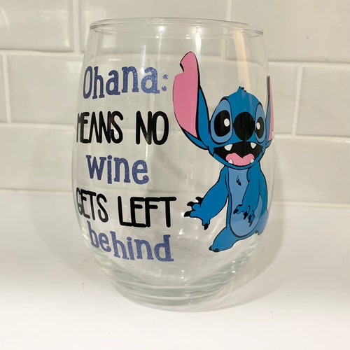 LARGE Disney inspired wine glass; stitch; Disney gift