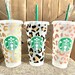STARBUCKS custom reusable cold cup tumbler; venti custom tumbler; leopard print 