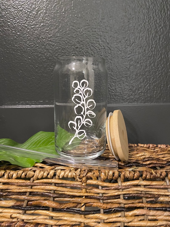 Beer Can Glass, Wildflower Beer Can Glass, Iced Coffee Glass, Iced