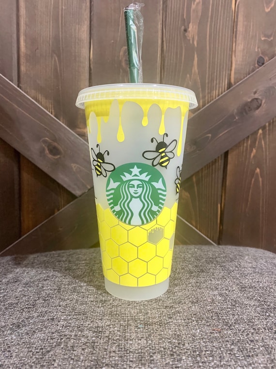 Honeybee Starbucks Cup Bee Cup Honeycomb Cup Custom