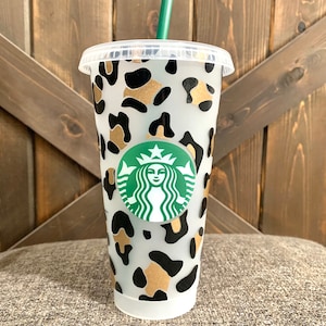 Leopard print; Starbucks reusable tumbler; cold cup venti