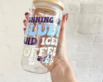 Bluey Beer Can Glass Cartoon Character Cup Iced Coffee 