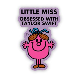 little miss obsessed with taylor swift, little miss stickers, meme stickers, trend stickers, little miss taylor swift, taylor swift stickers image 1