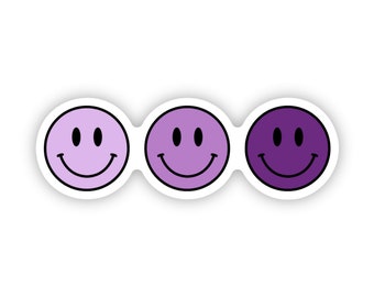 purple smiley sticker, purple happy face sticker, preppy sticker, aesthetic sticker, die cut smiley sticker, smiley face decal, purple