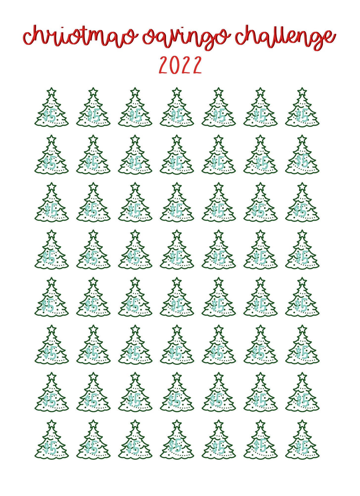 Christmas Savings Challenge Printable Christmas Savings - Etsy
