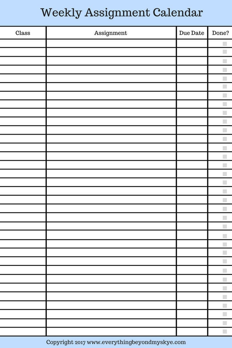 Homework planner image