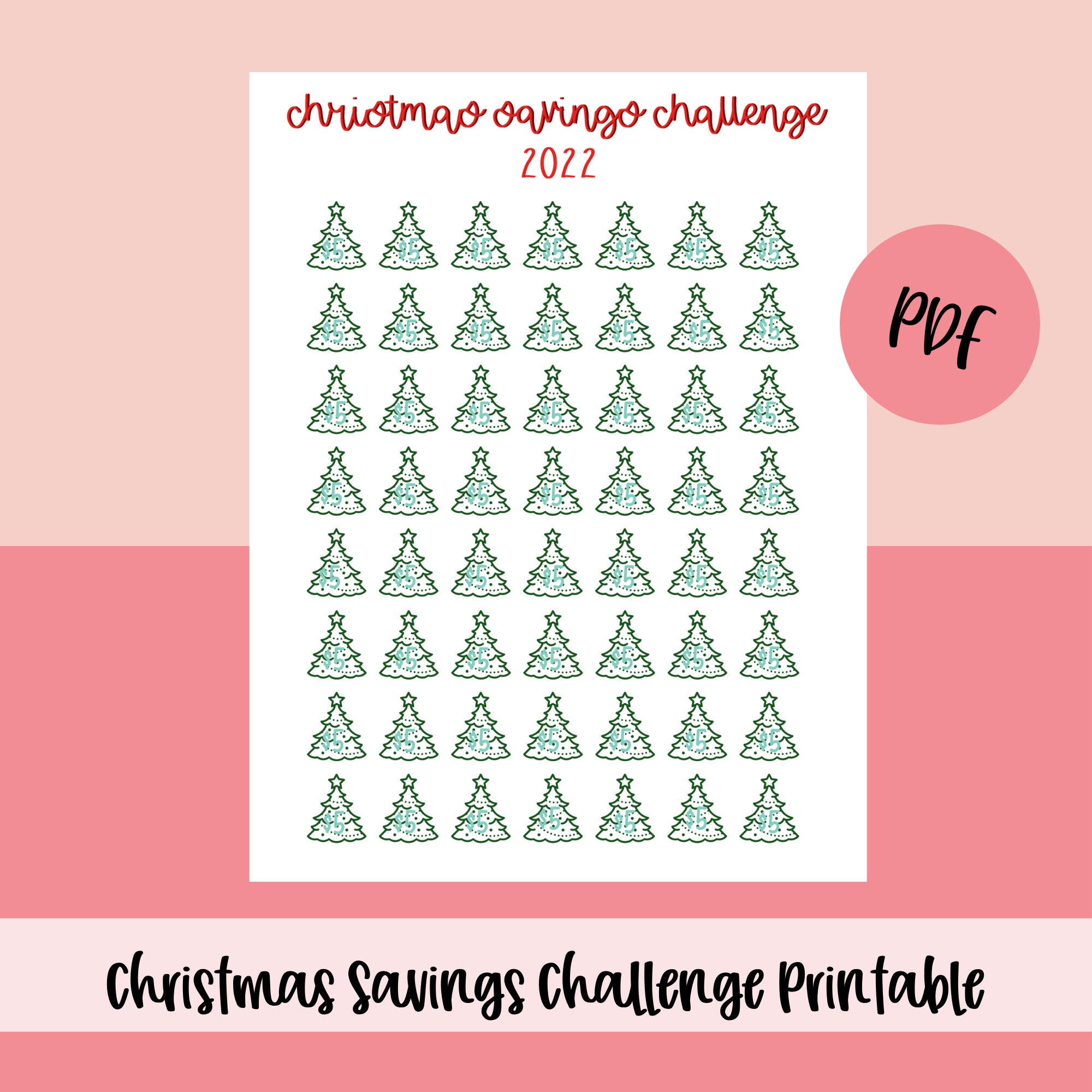 Christmas Savings Challenge Printable Christmas Savings - Etsy