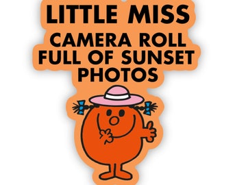 little miss camera roll full of sunset photos sticker, little miss stickers, meme stickers, sunset photos sticker, camera roll of sunset