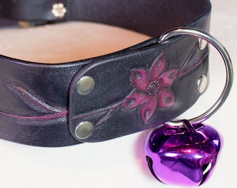 Flowervine Bondage Collar - A leather collar with a gorgeous design - BDSM gear ddlg submissive collar slave collar sex toys