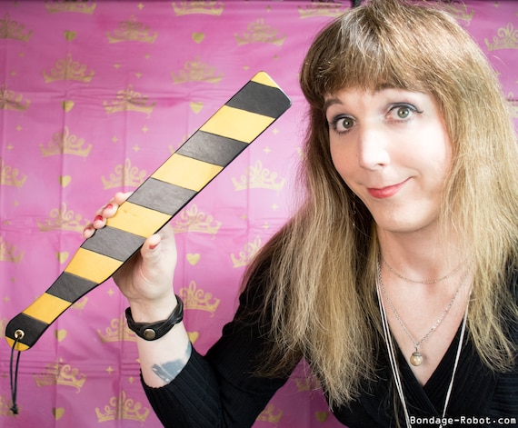 Caution Leather Spanking Strap - an Osha-compliant Paddle With Black and  Safety Yellow Stripes - Bdsm Paddle Ddlg Sex Toys Bdsm Gear