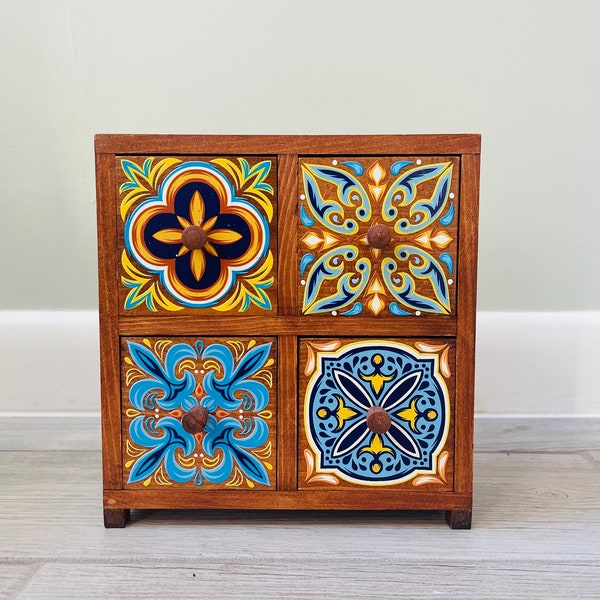 Mini Wooden 4 Drawer Cabinet