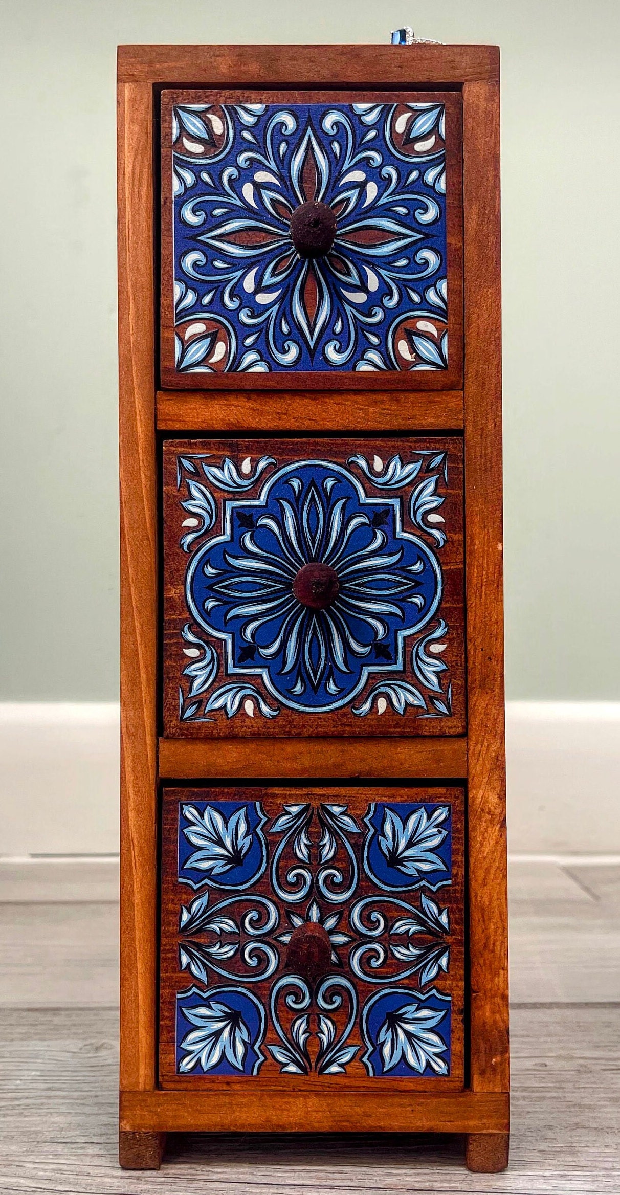 Mini Wooden 3 Drawer Tall Cabinet Etsy