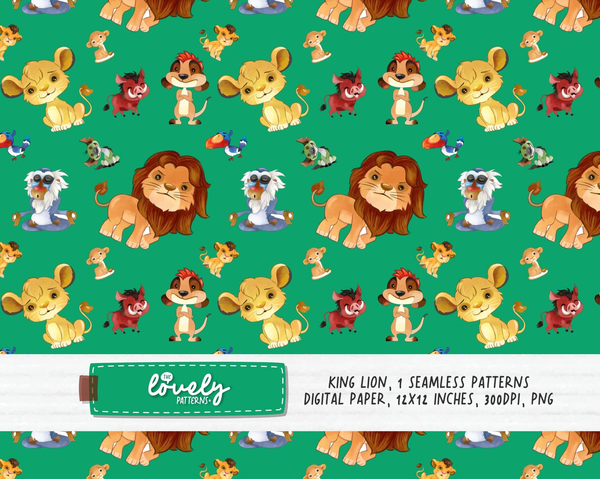 The Lion King Pattern Digital, the Lion King Paper, Repeating Pattern
