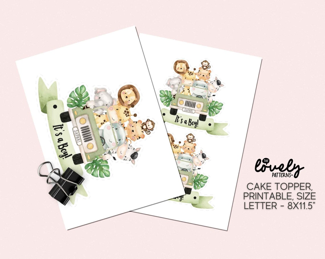 Safari Cake Topper Printable, Safari Baby Shower Cake Topper, Safari Party Supplies, Safari ...