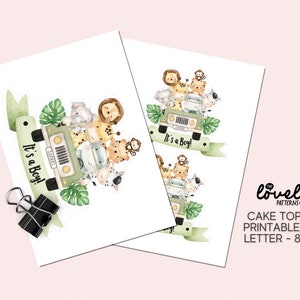 Safari Cake Topper Printable, Safari Baby Shower Cake Topper, Safari ...