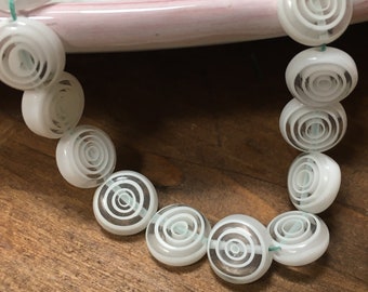 Translucent Millefiori beads with swirls - flat rounds - 8 colors/3 sizes available