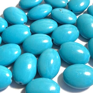 8 Turquoise Blue, Magnesite (dyed/stablized), Puffed Oval Beads - 8 beads - Approximately 17mm x 12mm