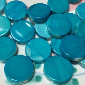 20 Acrylic flat coin beads - 20 beads - 6 Colors Available - Approximately 18mm