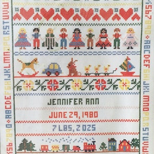 Counted Cross Stitch - Dimensions - Baby Birth Record Sampler