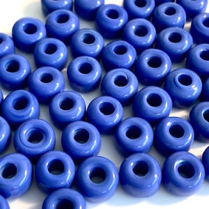 50 Cornflower Blue Glass Crow Beads - 50 Beads - Approximately 9mm x 7mm