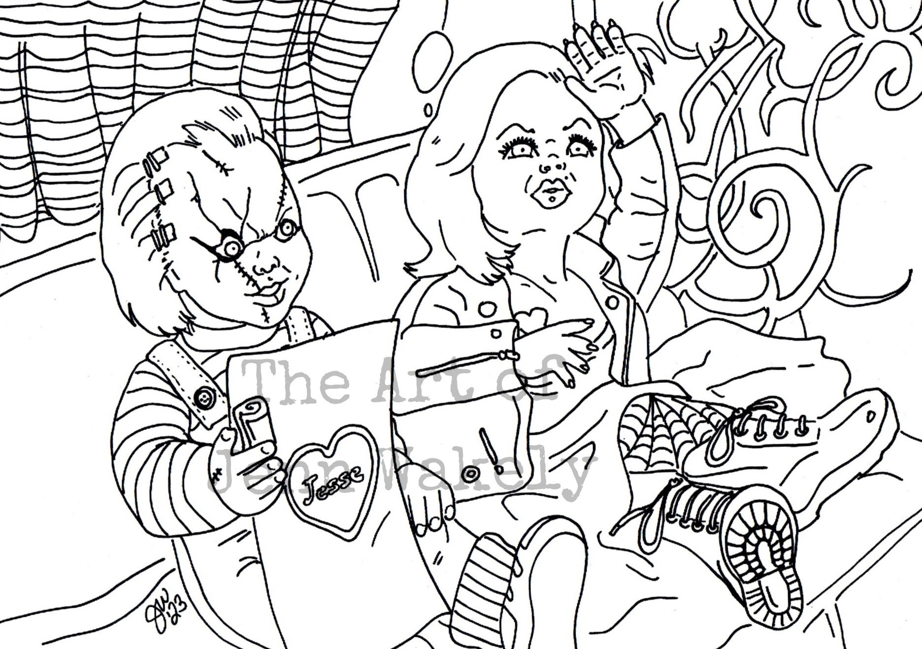 Chucky Child's Play Ink by SWAVE18 on deviantART  Skull coloring pages,  Unicorn coloring pages, Halloween coloring