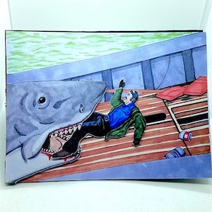 Jaws, Cartão de felicitações, Encorajamento, Condolências, Feito à mão